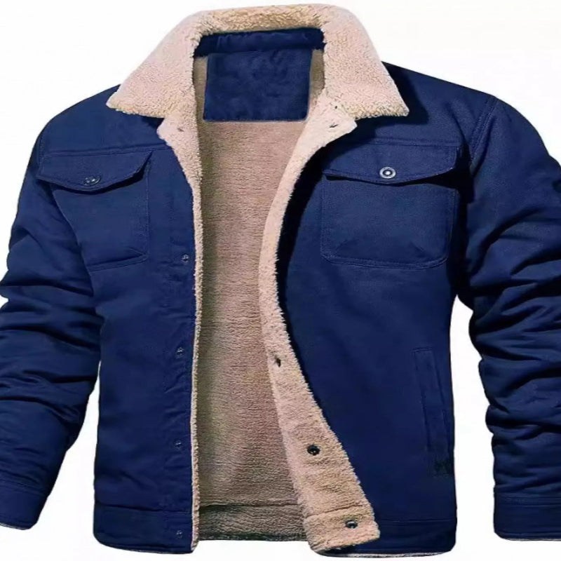 Men's Full Size Sherpa Plush Lined Long Sleeve Jacket – Plus Size - Fashlot