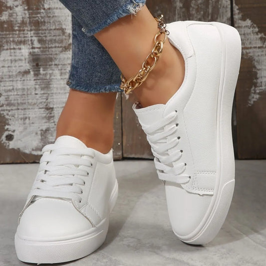 Women’s Round Toe Platform Sneakers – Elevated Comfort, Everyday Style, Easy to Wear - Fashlot