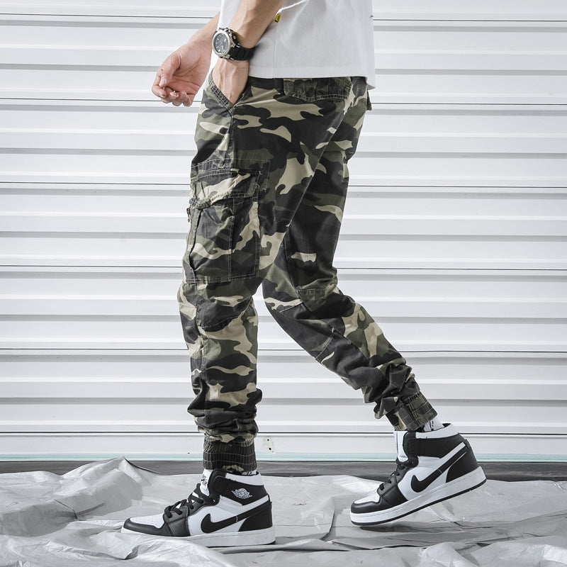 New Small Foot Camouflage Pants Fashion Youth Overalls Multi Pocket Bound Leg Camouflage Pants Trend - Fashlot
