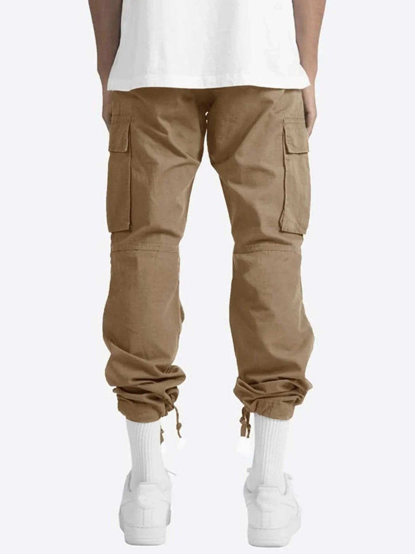 Brown Men’s Full Size Drawstring Cargo Pants Back – Built for Comfort & Everyday Wear - Fashlot