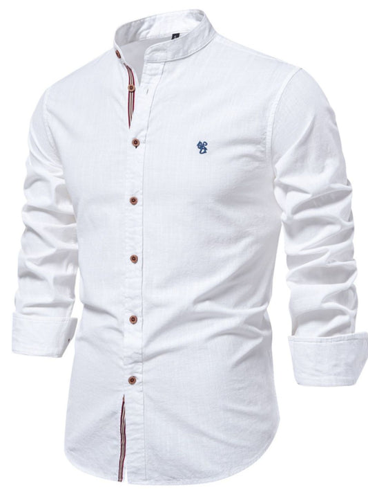 Men’s Full Size Button Down Embroidered Shirt – Plus Size Comfort Meets Classic Style - Fashlot