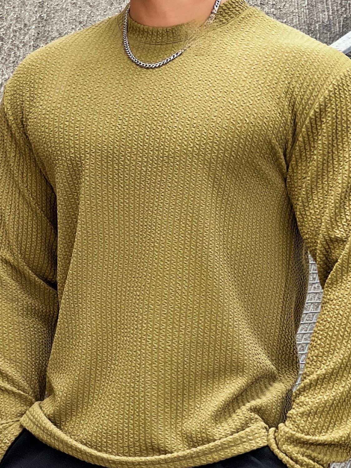 Men's Plus Size Round Neck Long Sleeve T-Shirt - Fashlot
