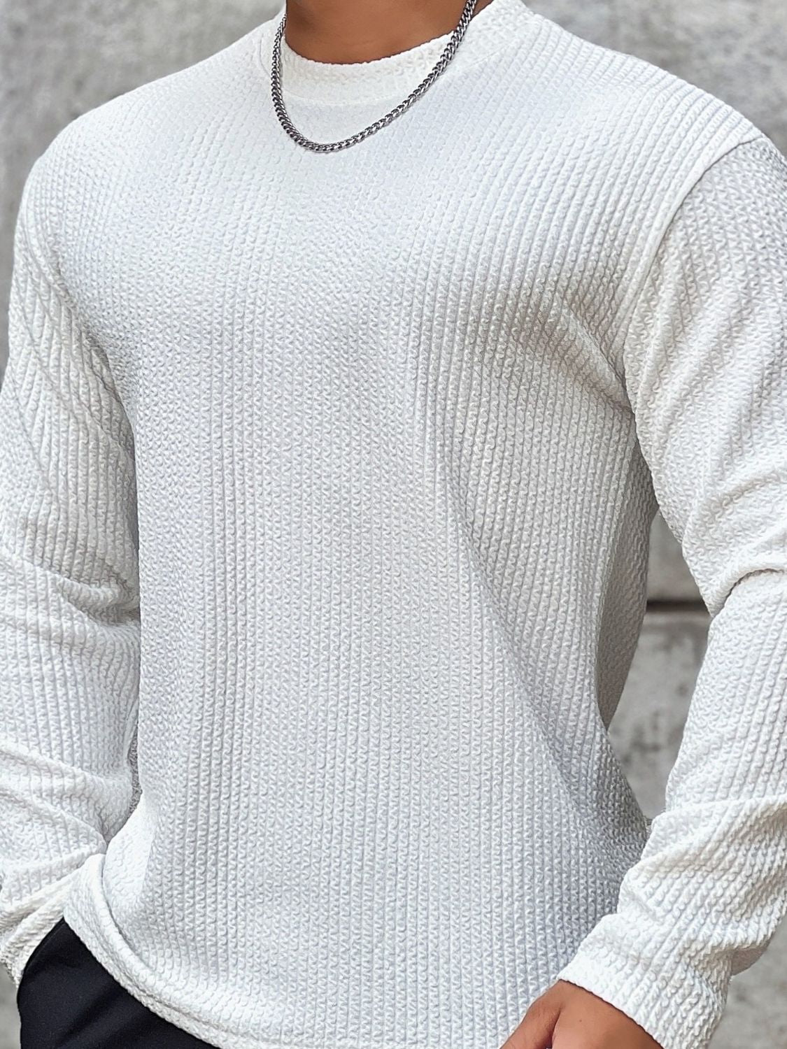 Men's Plus Size Round Neck Long Sleeve T-Shirt - Fashlot