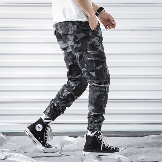 New Small Foot Camouflage Pants Fashion Youth Overalls Multi Pocket Bound Leg Camouflage Pants Trend - Fashlot