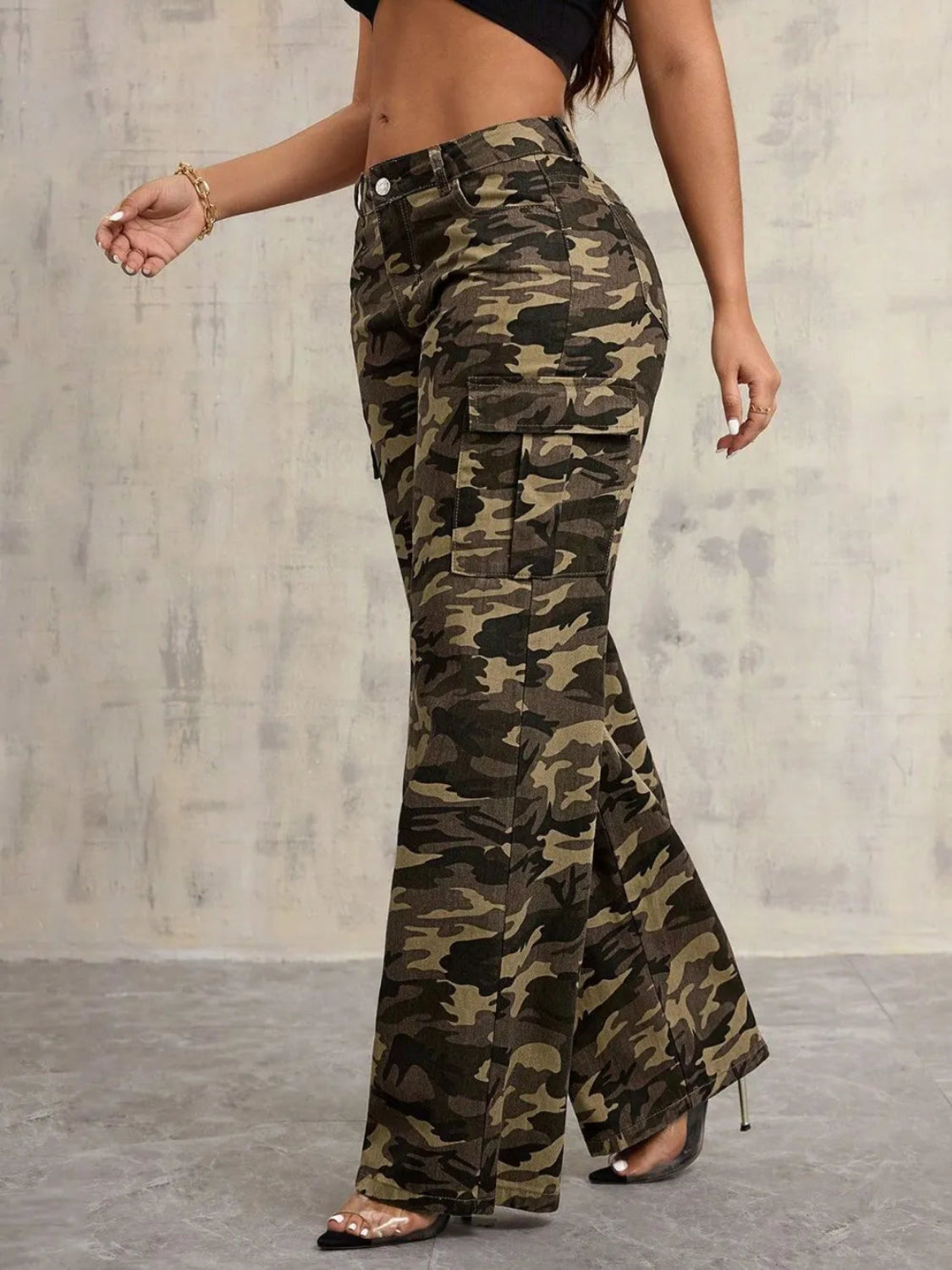 Women’s Camouflage Wide-Leg Jeans – Trendy & Casual - Fashlot