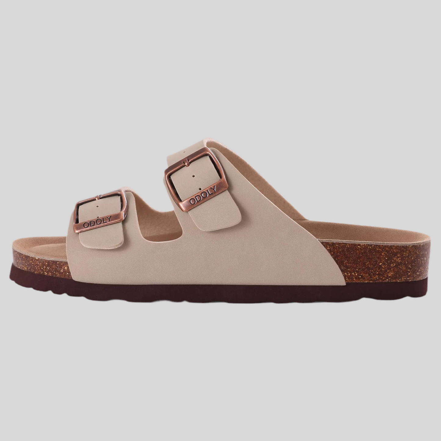 Unisex Leather Cork Footbed Slide Sandals with Adjustable Buckle – Summer Beach Comfort - Fashlot