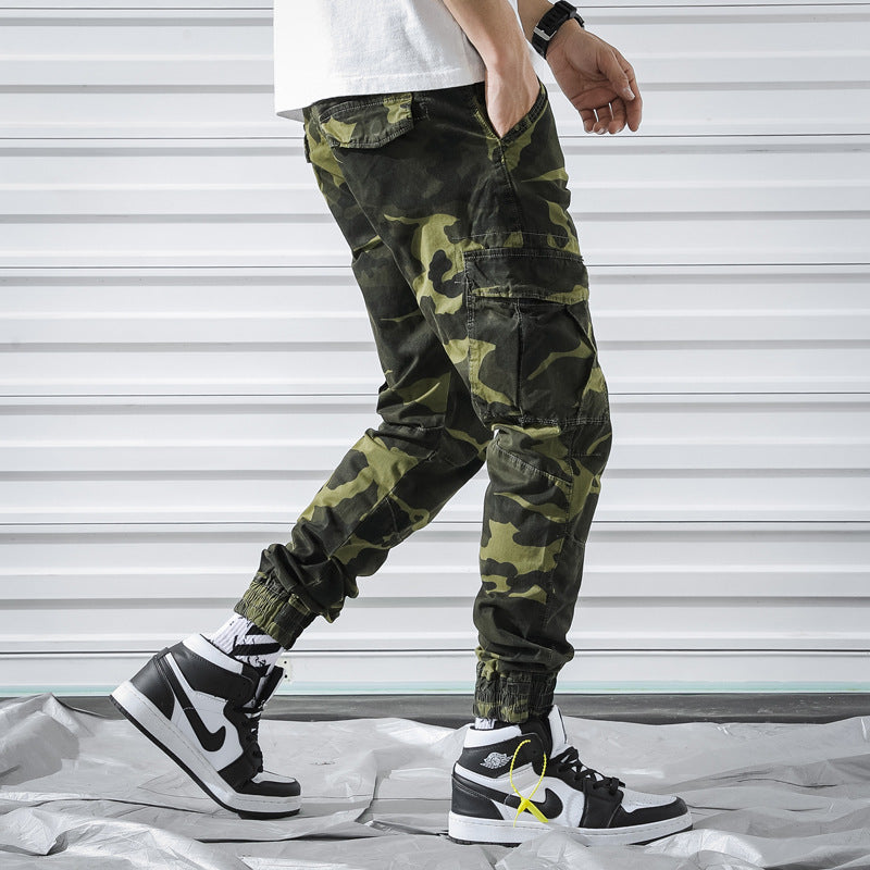 New Small Foot Camouflage Pants Fashion Youth Overalls Multi Pocket Bound Leg Camouflage Pants Trend - Fashlot