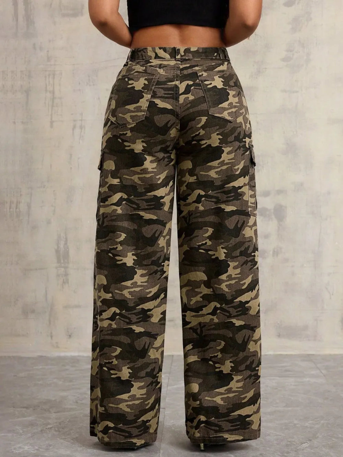 Women’s Camouflage Wide-Leg Jeans – Trendy & Casual - Fashlot