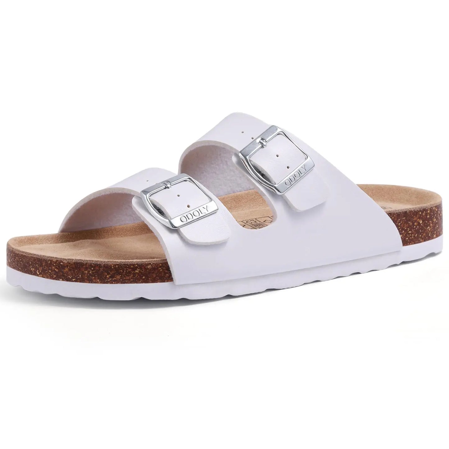Unisex Leather Cork Footbed Slide Sandals with Adjustable Buckle – Summer Beach Comfort - Fashlot