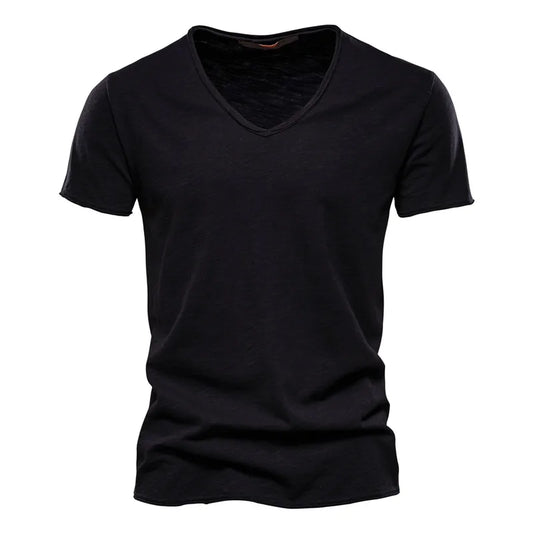 Men's Slub Cotton V-Neck Tee - Fashlot