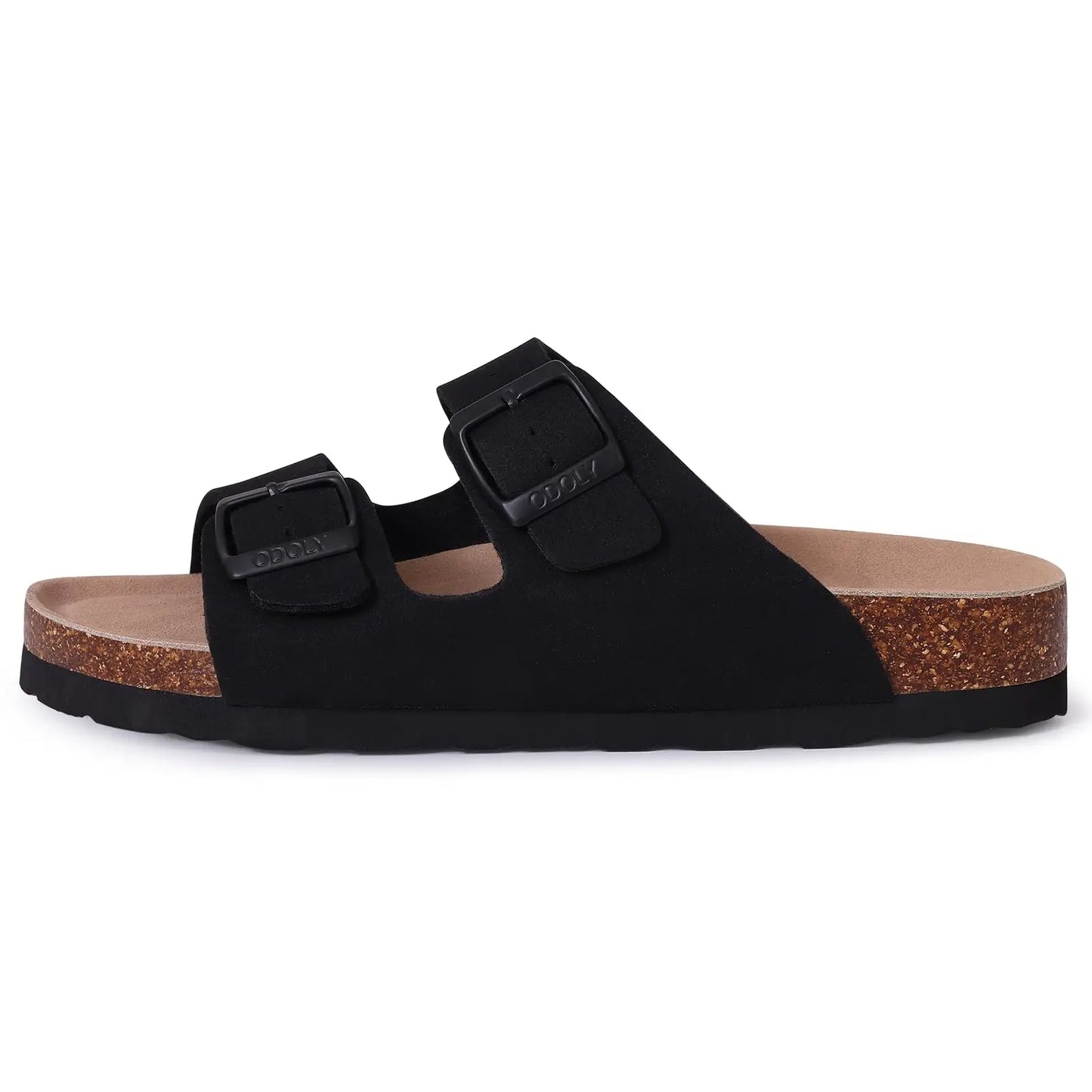 Unisex Leather Cork Footbed Slide Sandals with Adjustable Buckle – Summer Beach Comfort - Fashlot