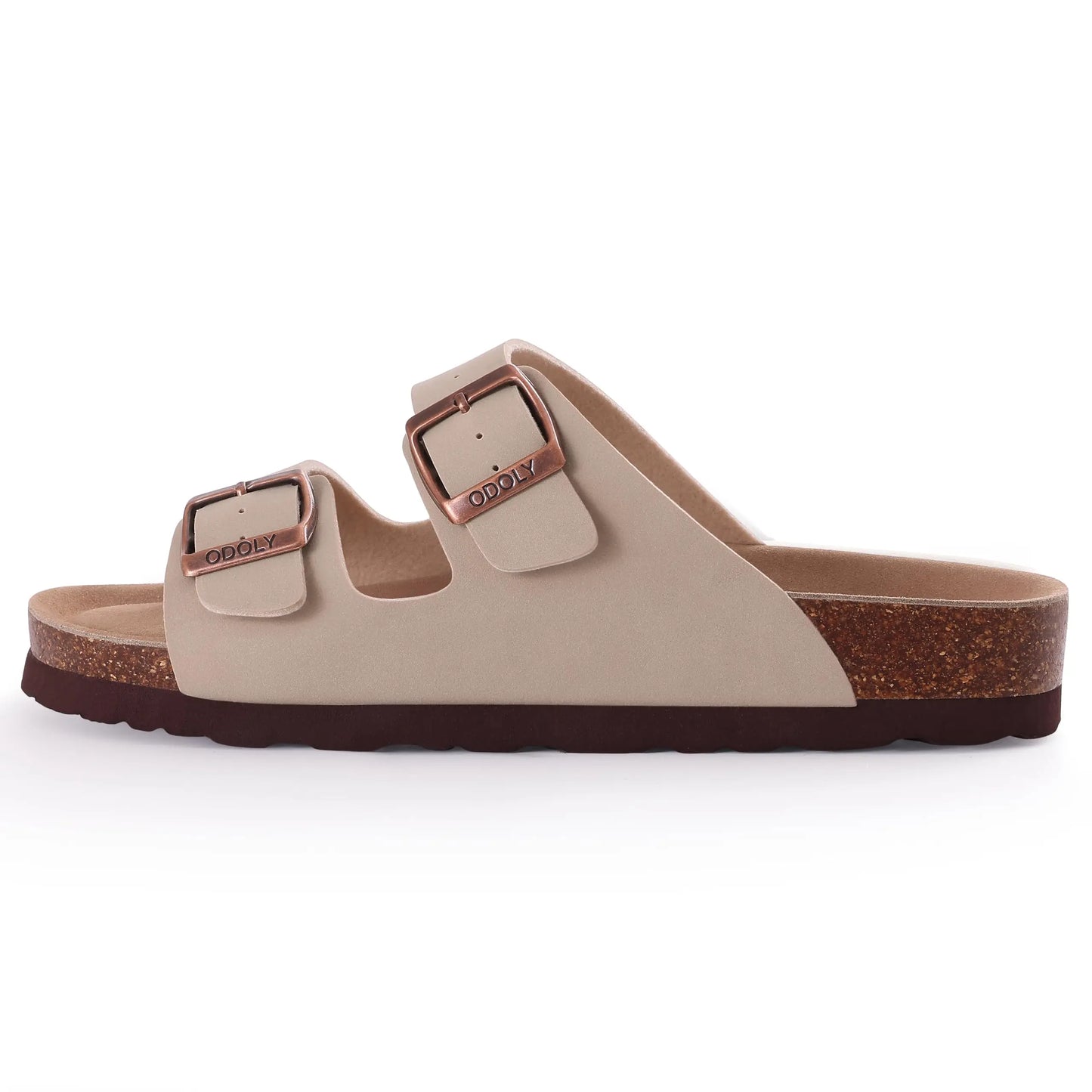 Unisex Leather Cork Footbed Slide Sandals with Adjustable Buckle – Summer Beach Comfort - Fashlot