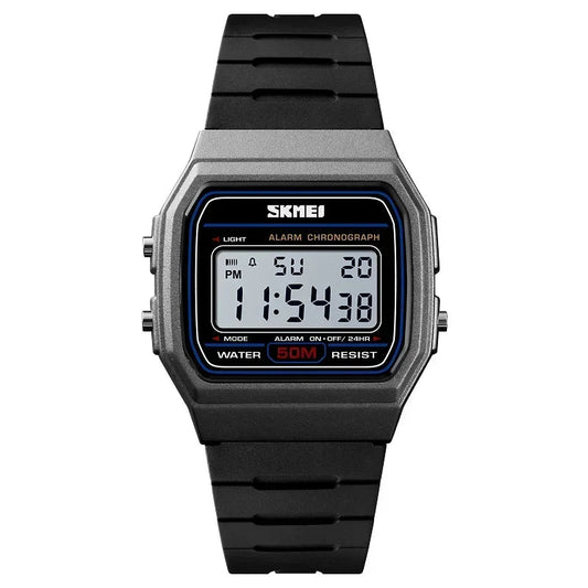 Black digital watch with titanium display on a white background. - Fashlot