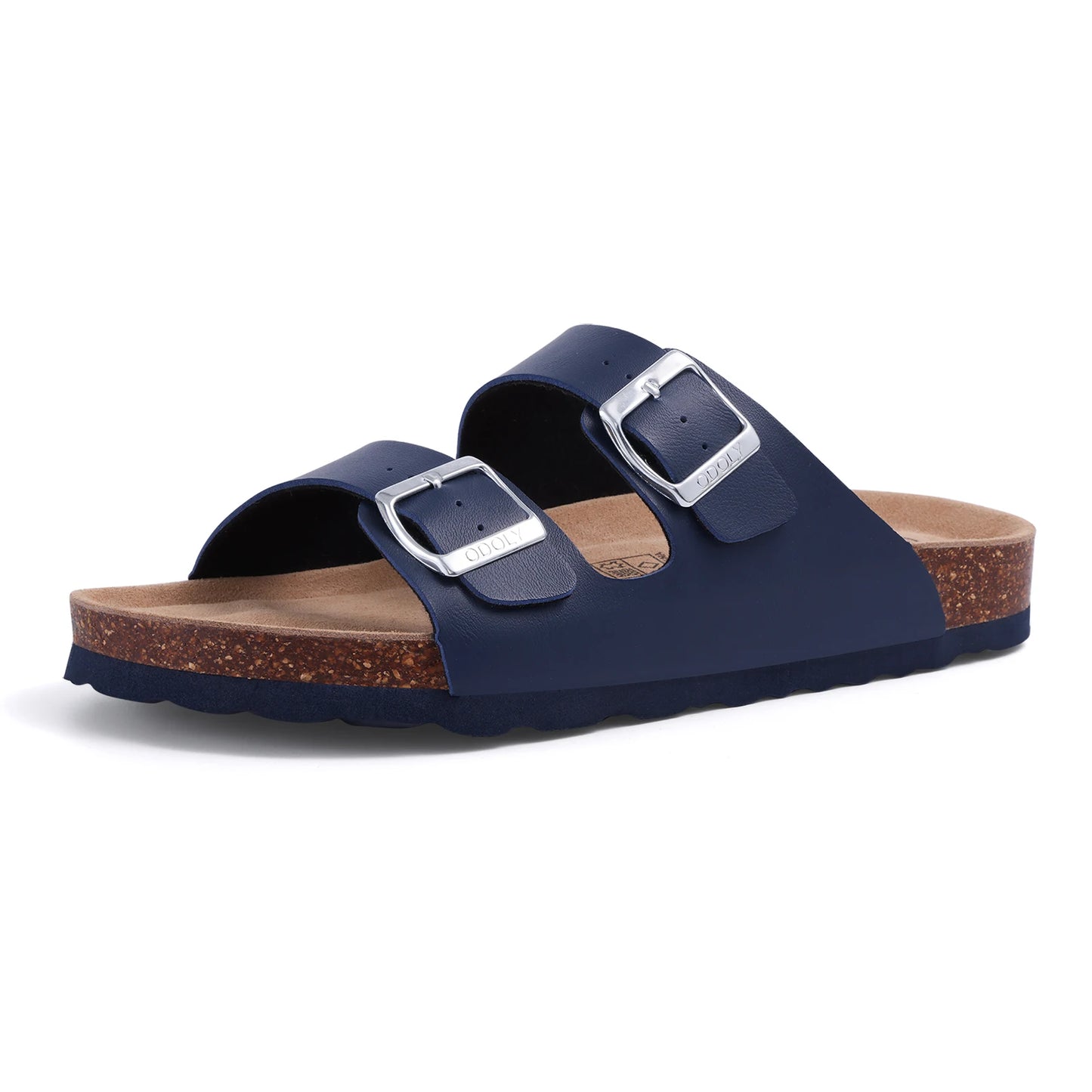 Unisex Leather Cork Footbed Slide Sandals with Adjustable Buckle – Summer Beach Comfort - Fashlot