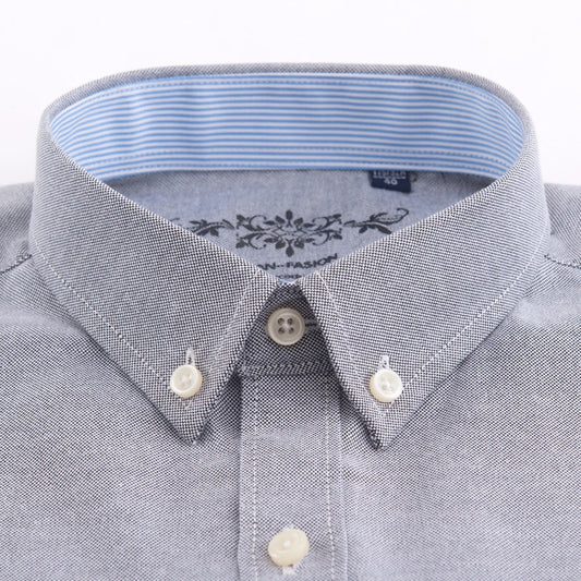 Men’s Oxford Long Sleeve Shirt – Casual Button-Down, Embroidered, Workwear Style - Fashlot