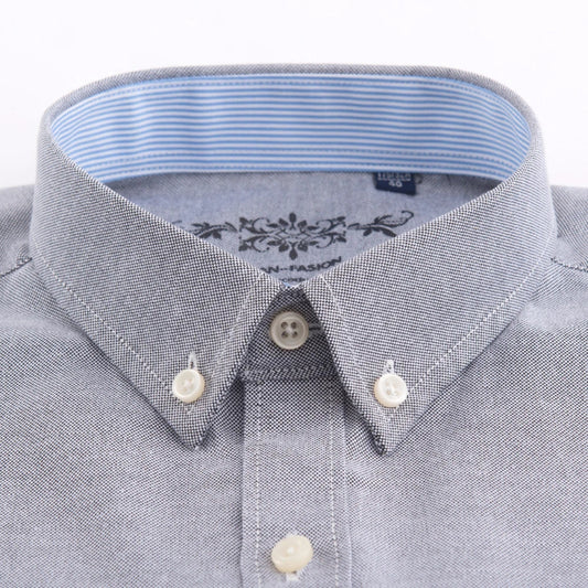 Men’s Oxford Long Sleeve Shirt – Casual Button-Down, Embroidered, Workwear Style - Fashlot