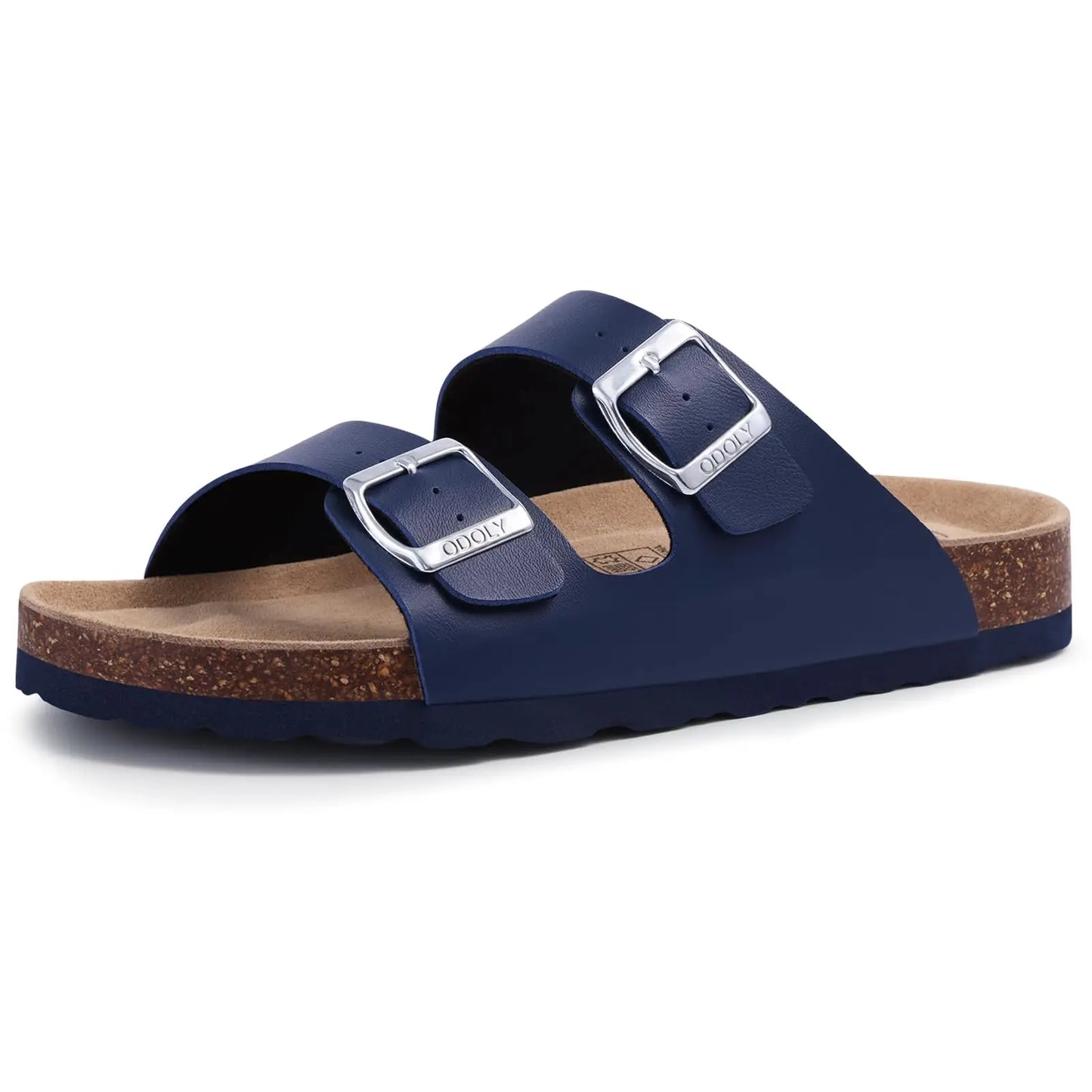 Unisex Leather Cork Footbed Slide Sandals with Adjustable Buckle – Summer Beach Comfort - Fashlot