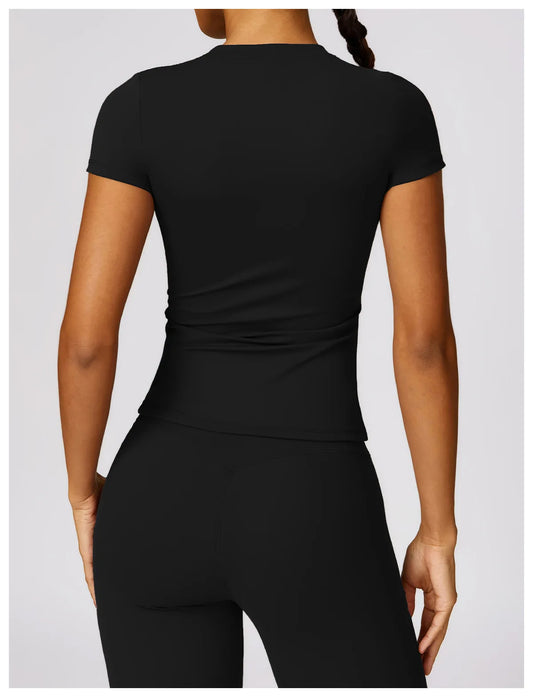 Women's Seamless Sport T-Shirt – Short Sleeve Yoga & Gym Activewear Top - Fashlot