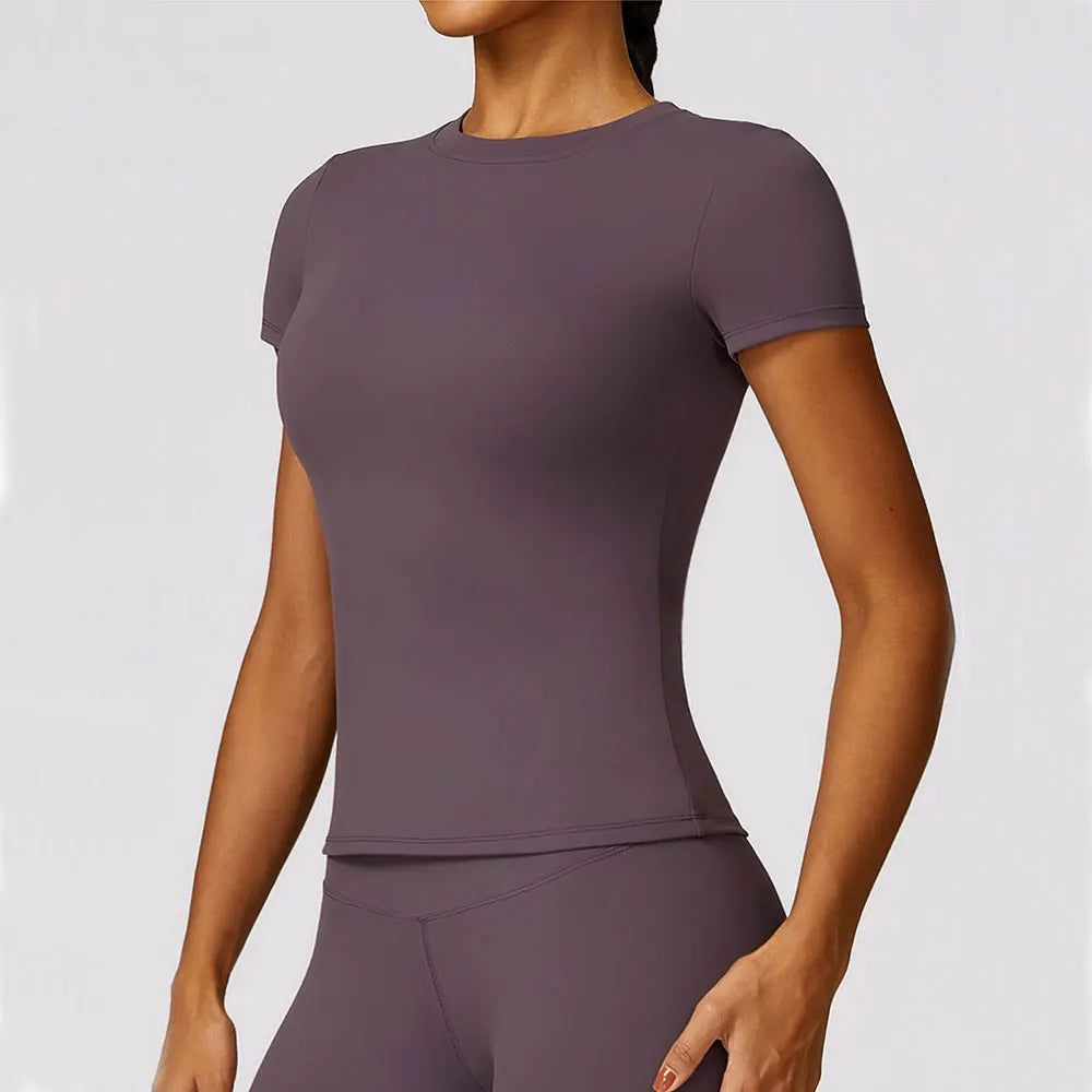 Women's Seamless Sport T-Shirt – Short Sleeve Yoga & Gym Activewear Top - Fashlot