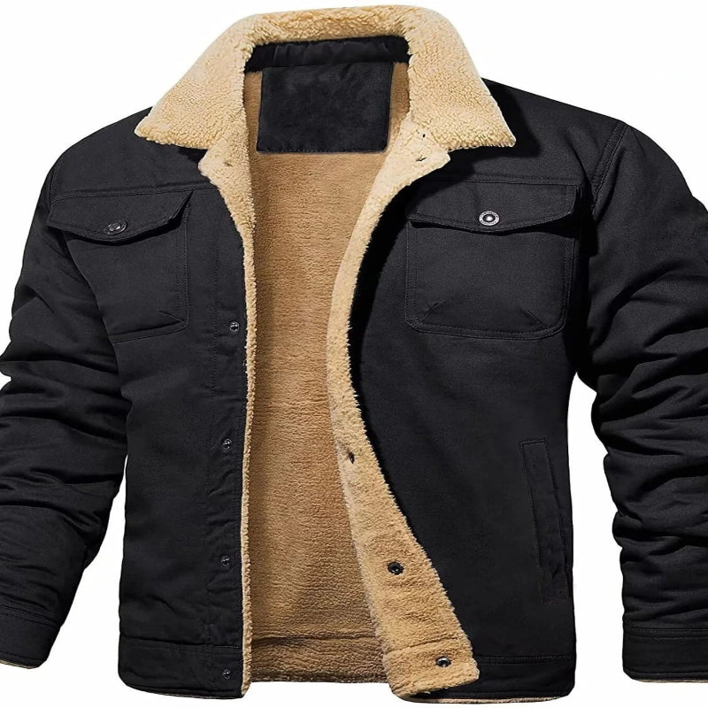 Men's Full Size Sherpa Plush Lined Long Sleeve Jacket – Plus Size - Fashlot
