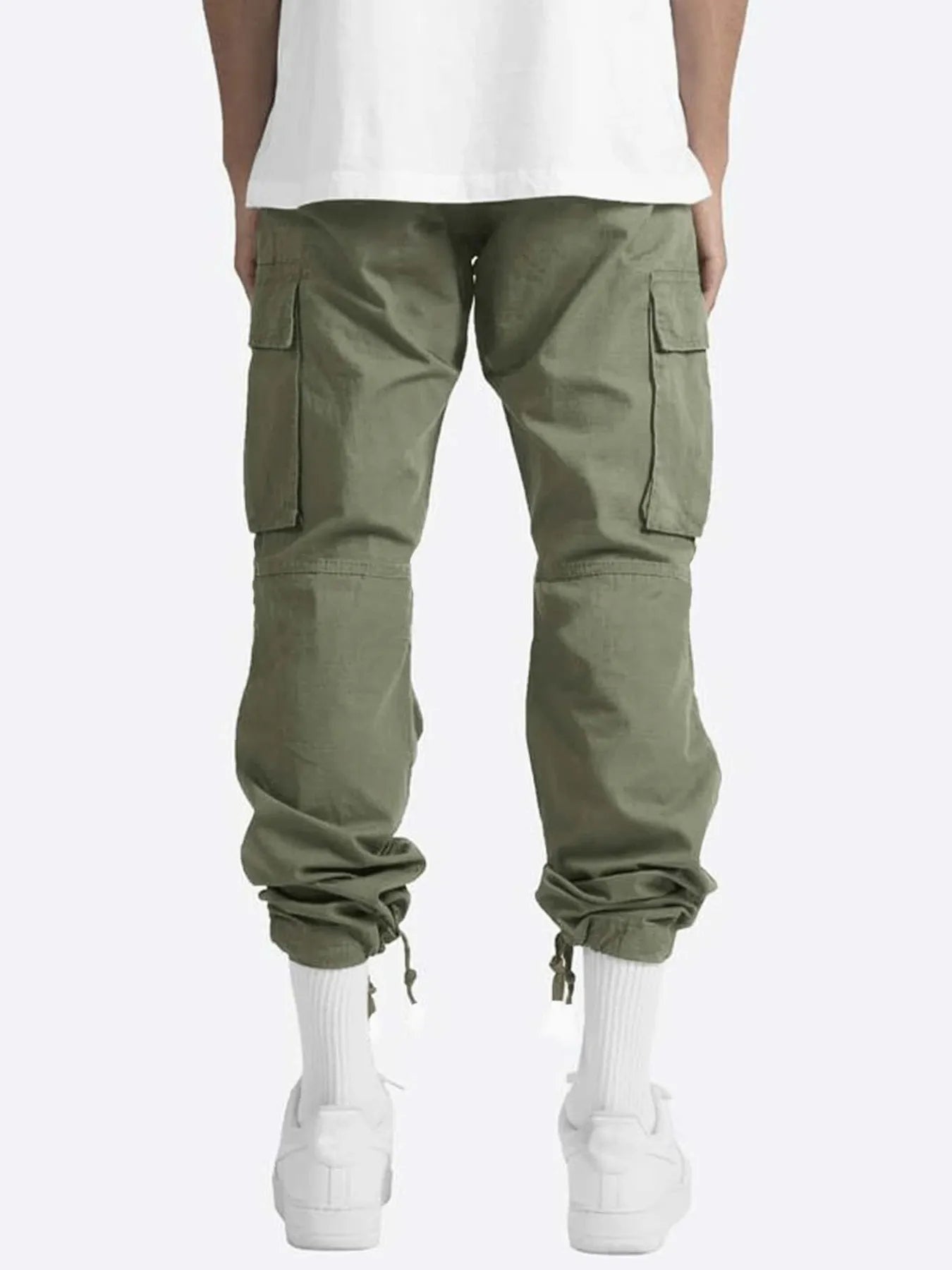 Men’s Green Full Size Drawstring Cargo Pants Back – Built for Comfort & Everyday Wear - Fashlot