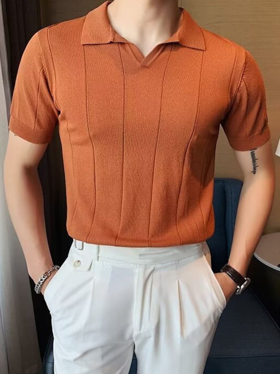 Men's Plus Size Collared Neck Short Sleeve Polo - Fashlot