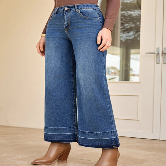 High Waist Wide Leg Blue Washed Jeans – Effortless Comfort & Timeless Style - Fashlot