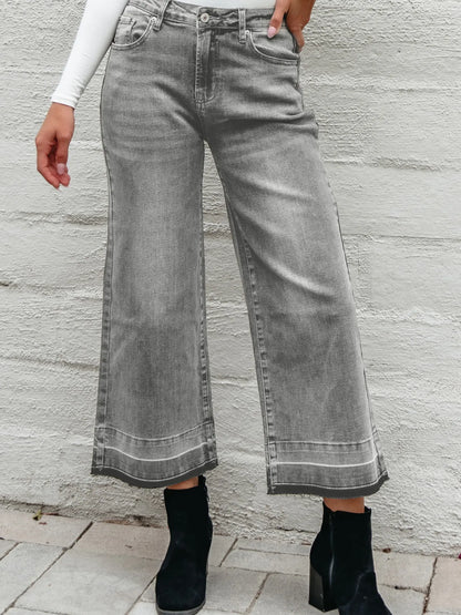 High Waist Wide Leg Washed Jeans – Effortless Comfort & Timeless Style Gray - Fashlot