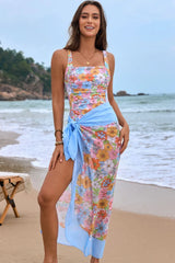 Square Neck Printed One-Piece Swimwear & Cover-Up Set – Stylish, Comfortable, and Beach-Ready - Fashlot 