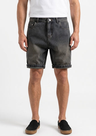Vintage Wash Herringbone Denim Shorts - Fashlot