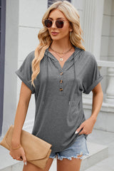 Women’s Stretch Hooded Short Sleeve Tee – Sporty, Soft & Ready for On-the-Go Comfort - Fashlot