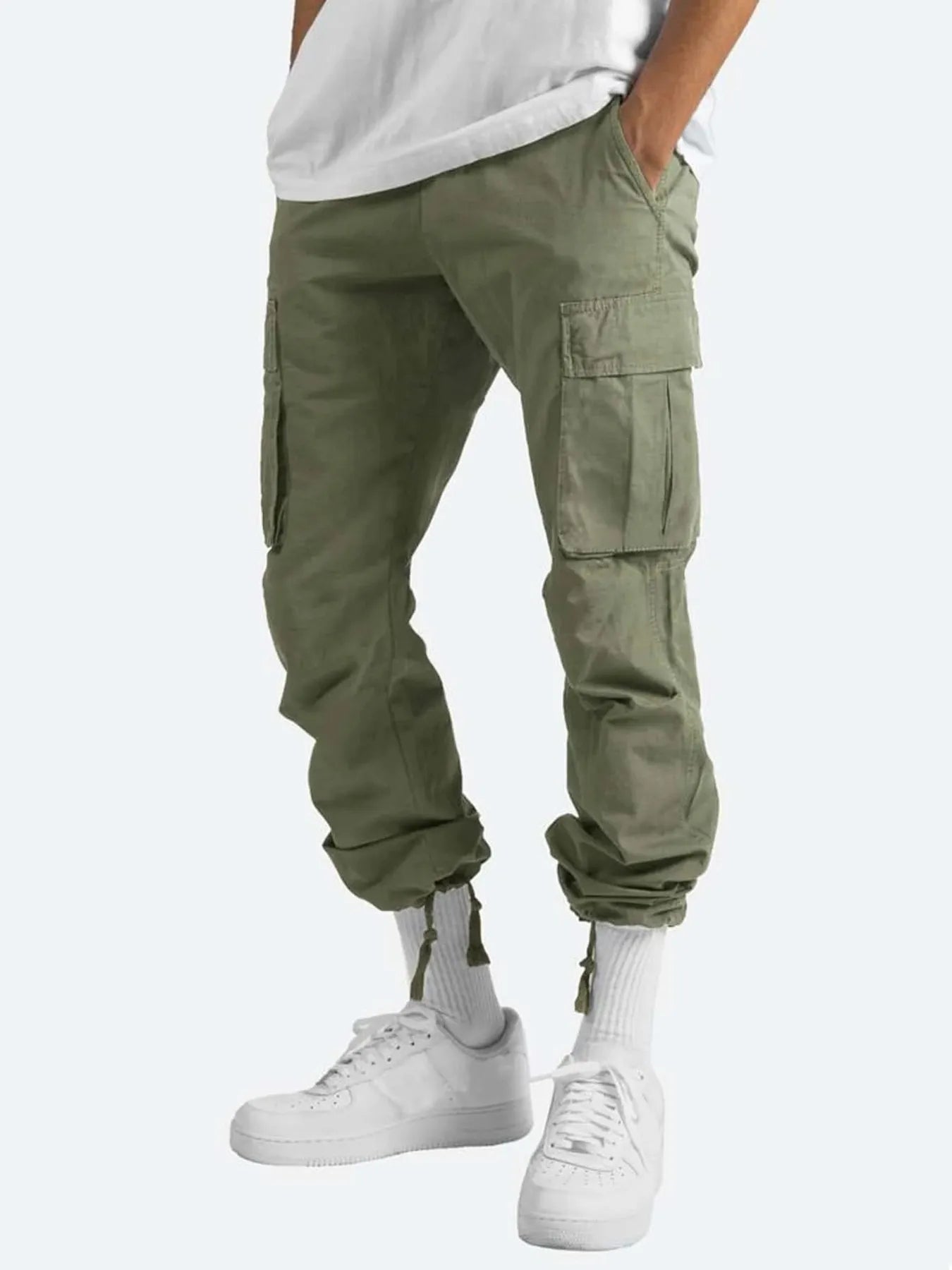 Green Men’s Full Size Drawstring Cargo Pants – Built for Comfort & Everyday Wear - Fashlot