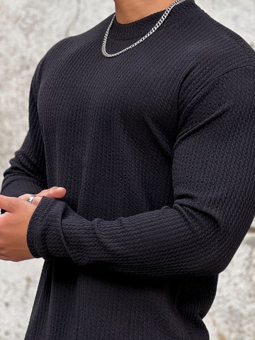 Men's Plus Size Round Neck Long Sleeve T-Shirt - Fashlot