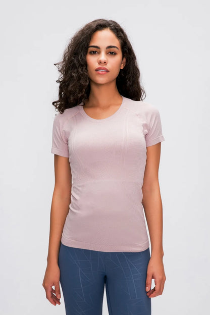Women's Active T-Shirt – Short Sleeve Round Neck Sports Top for Workouts - Fashlot