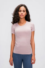Women's Active T-Shirt – Short Sleeve Round Neck Sports Top for Workouts - Fashlot