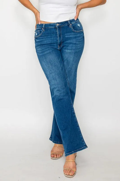 Full Size Cat’s Whiskers Fade High Rise Straight Women’s Jeans RL - Fashlot