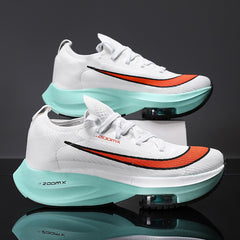 Men’s Ultra Light Thick Soled Casual Sports White and Orange Shoes - Fashlot