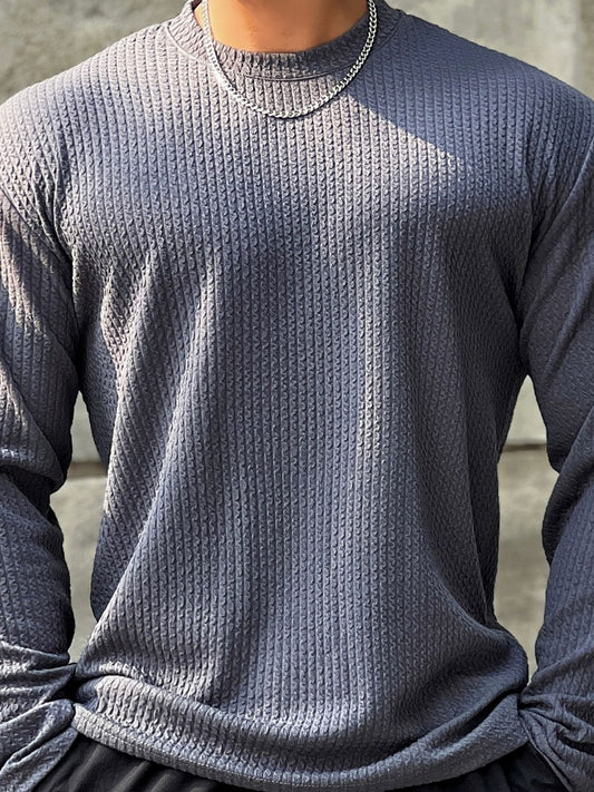 Men's Plus Size Round Neck Long Sleeve T-Shirt - Fashlot