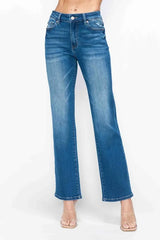 Full Size Cat’s Whiskers Fade High Rise Straight Women’s Jeans Front 2- Fashlot