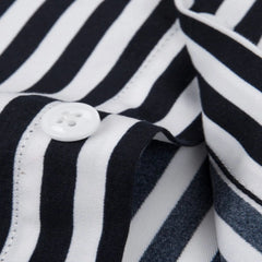 Black Men’s Plus Size Striped Button Up Long Sleeve Shirt – Classic Comfort & Timeless Style - Fashlot