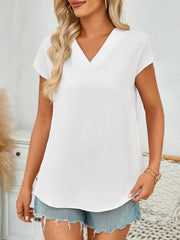 Women’s V-Neck Cap Sleeve Blouse – Light, Feminine & Easy to Style - Fashlot
