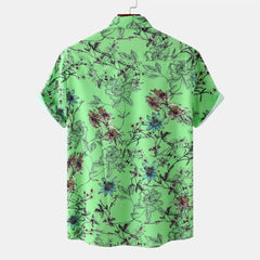 Men's Plus Size Floral Print Short Sleeve Button Down Casual Shirt - Fashlot