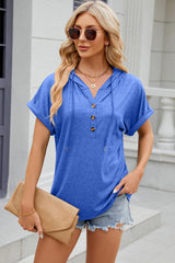 Women’s Stretch Hooded Short Sleeve Tee – Sporty, Soft & Ready for On-the-Go Comfort - Fashlot