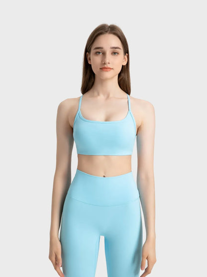 Women’s Crisscross Back Scoop Neck Active Cami – With Removable Pads - Fashlot