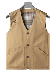 Men’s Khaki Plus Size Button Up Vest – Classic Style & Comfortable Fit - Fashlot