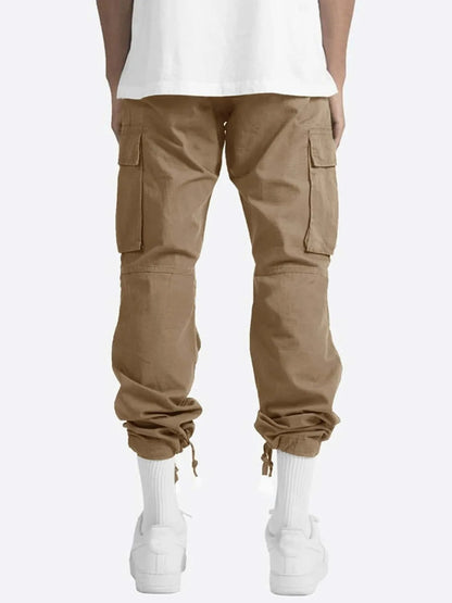 Brown Men’s Full Size Drawstring Cargo Pants Back – Built for Comfort & Everyday Wear - Fashlot