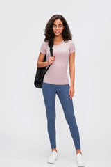 Women's Active T-Shirt – Short Sleeve Round Neck Sports Top for Workouts - Fashlot