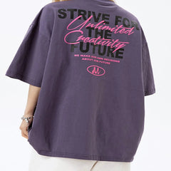 Purple t-shirt with motivational text on the back - Fashlot