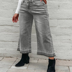 High Waist Wide Leg Gray Washed Jeans – Effortless Comfort & Timeless Style - Fashlot