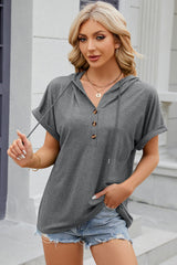 Women’s Stretch Hooded Short Sleeve Tee – Sporty, Soft & Ready for On-the-Go Comfort - Fashlot